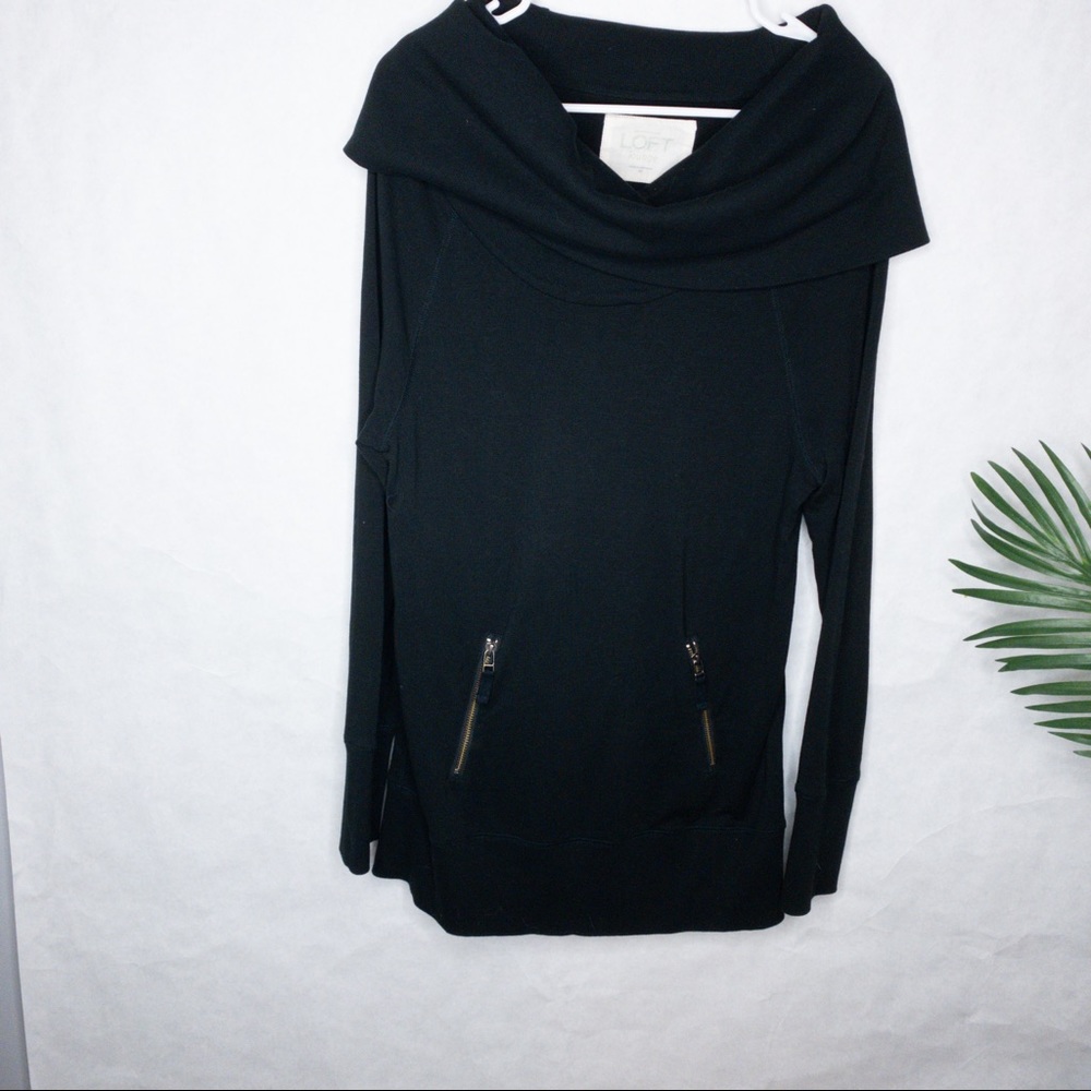 Loft Ann Taylor Black Sweater Cowl Turtleneck